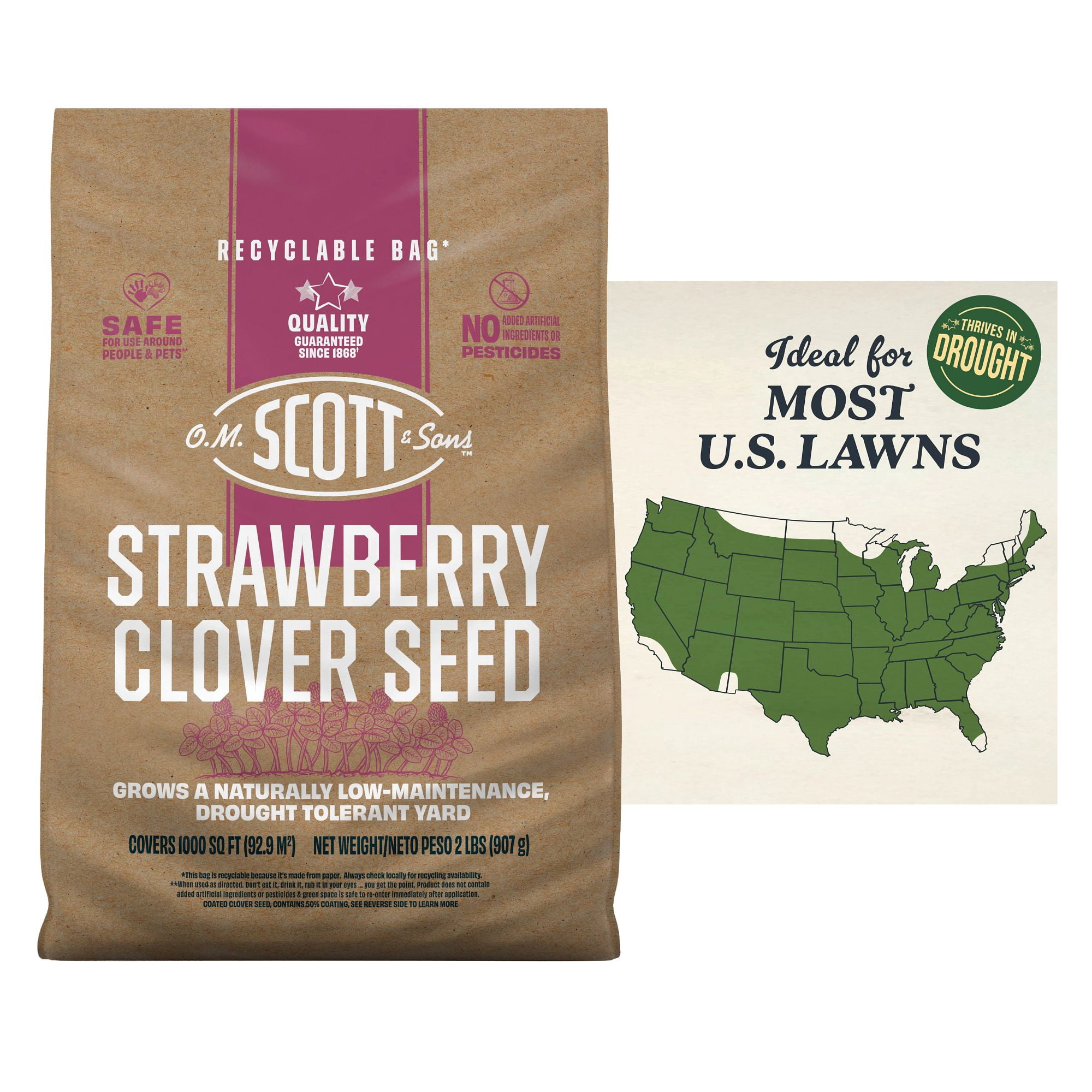 O.M. Scott and Sons Clover Seed, Natural Lawn Seed, 1,000 sq. ft., 2 lb.