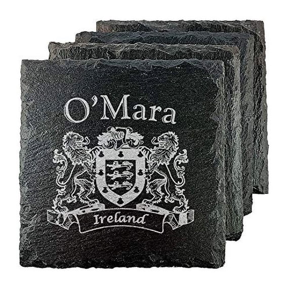 O'Mara Irish Coat of Arms Slate Coasters - Set of 4