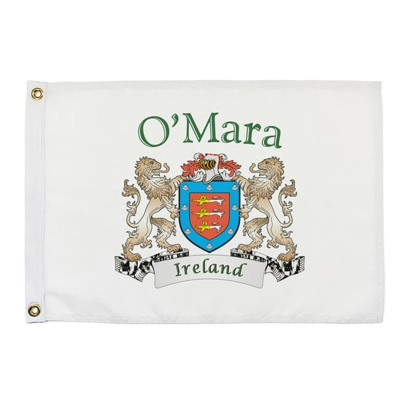O'Mara Irish Coat of Arms Small White Flag - 16"x10.5" inches