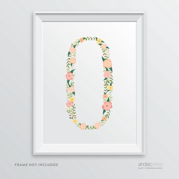 O Monogram Wall Art Letters, Coral Floral Roses