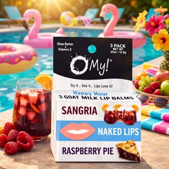 O My! Goat Milk Lip Balm - 3 Pack | Shea Butter and Vitamin E | Free of Parabens More | Handcrafted in USA