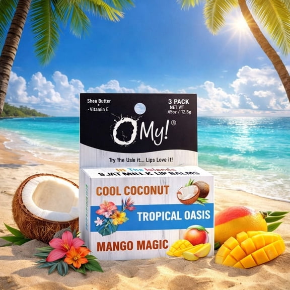 O My! Goat Milk Lip Balm - 3 Pack | Shea Butter and Vitamin E | Free of Parabens More | Handcrafted in USA