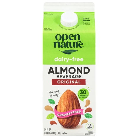 O N Almond Beverage Original Unsweetened Dairy-Free Low Calorie, 64 fl. oz.