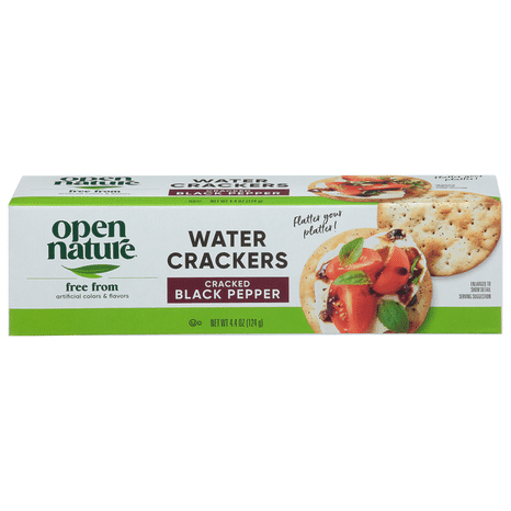 O N Cracked Pepper Water Crackers Non-GMO 4.4 oz