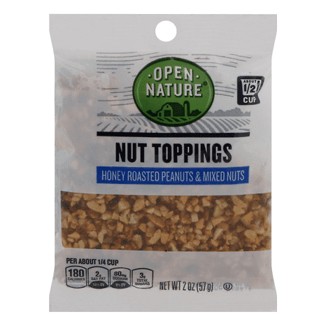 O N Nut Topping Blend with Honey Roasted Peanuts and Mixed Nuts, No Artificial Flavors, 2 oz