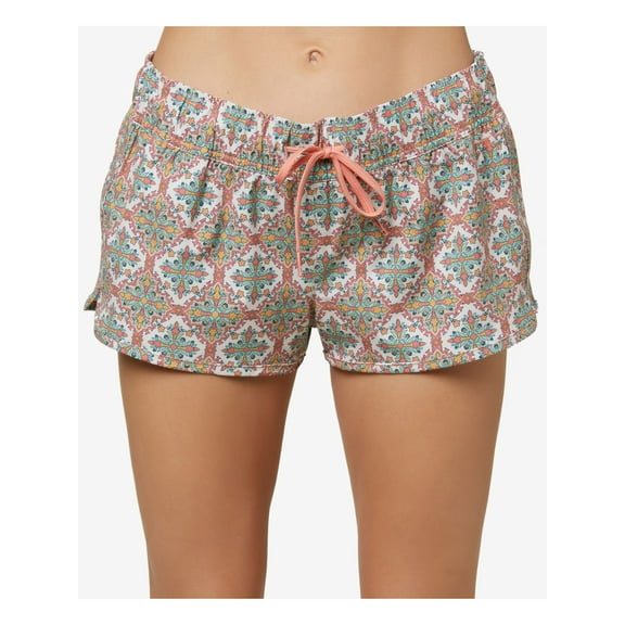O'NEILL Women's Beige Floral Stretch Full Coverage Tie Laney Board Shorts L