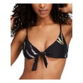 thumbnail image 1 of O'NEILL Women's Black Printed Removable Cups Deep V Neck Tie Monsoon Swimsuit Top XL, 1 of 2