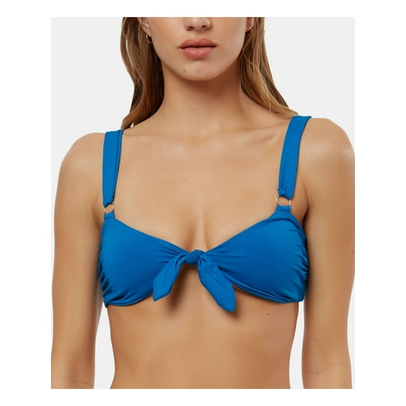O'NEILL Women's Blue Stretch Tie-Front Removable Cups Bikini Sweetheart Ring Salt Water Solids Nicolette Swimsuit Top XL