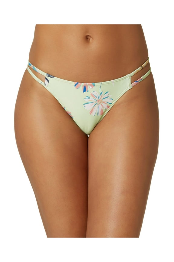 Women's Green Floral Stretch Unlined Strappy Cardiff Brook Cheeky Swimsuit Bottom XL