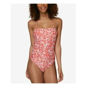 O'NEILL Women's Red Floral Stretch Adjustable Tie One Piece Swimsuit Juniors L