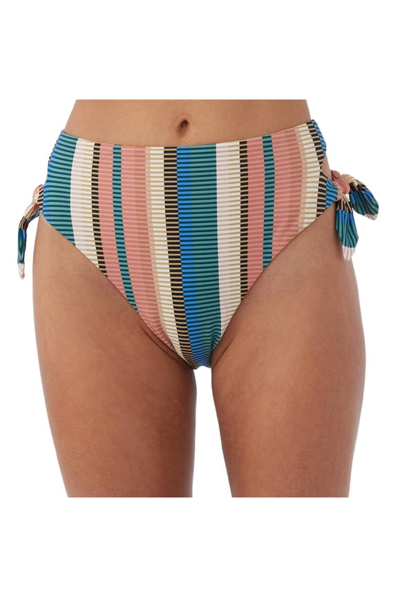 Womens Swim Kendari Stripe Encinitas Full-Coverage Bikini Bottom, Multi Colored, L