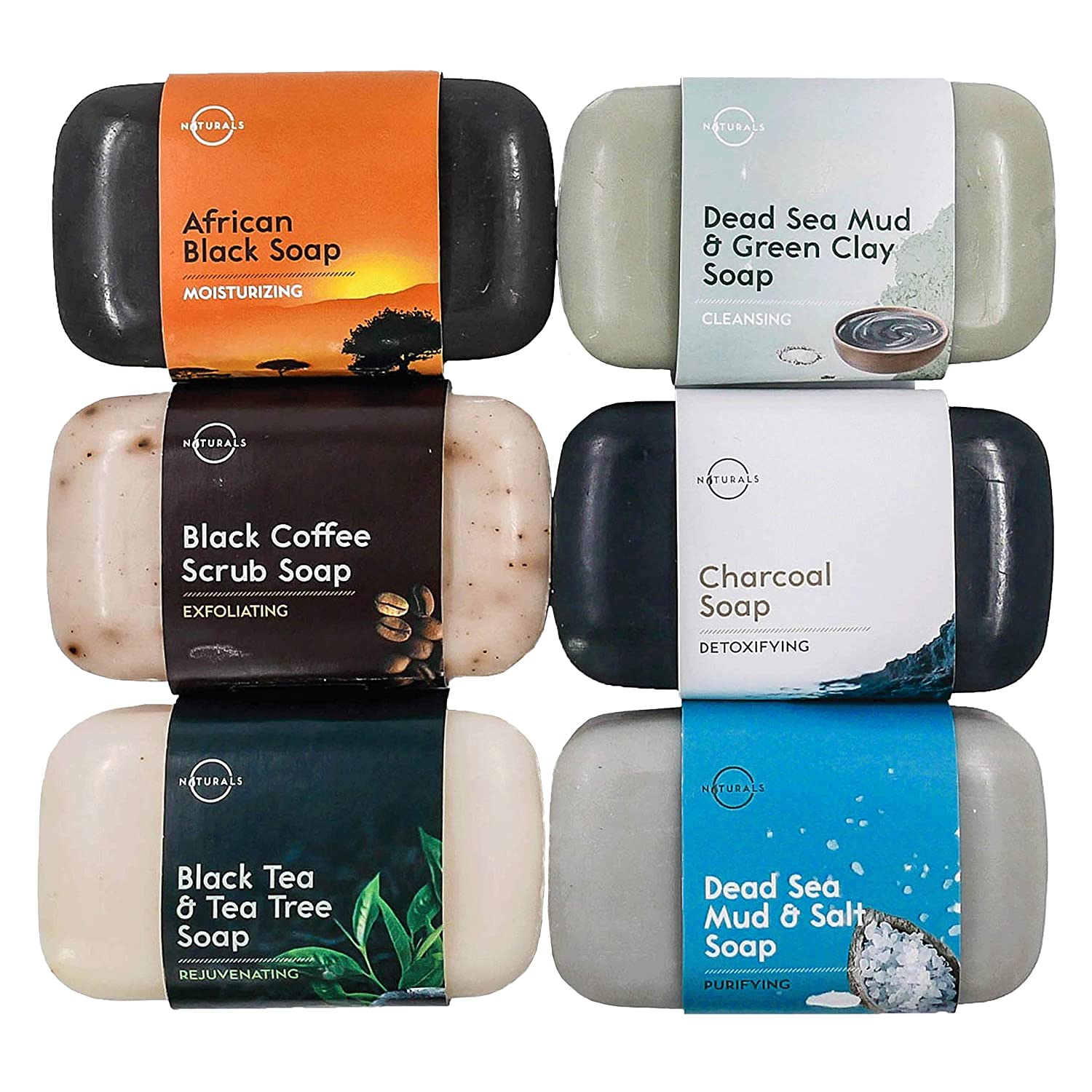O Naturals 6-Piece Black Bar Soap Collection. 100% Natural. Organic Ingredients. Helps Acne, Helps Skin Moisturizes, Deep Cleanse, Vegan 4oz - image 1 of 7