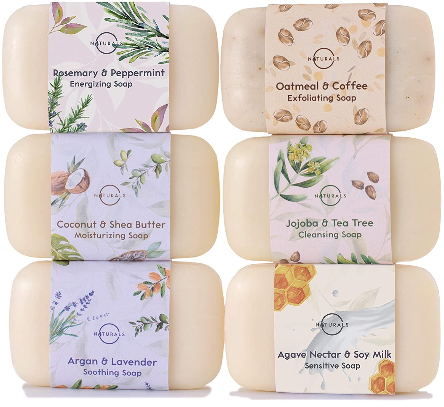 O Naturals 3-Pack Organic Coconut & Shea Butter Soap Bar 4oz each Set -  100% Vegan Cold Process Scented Premium Essential Handmade Natural Soap for