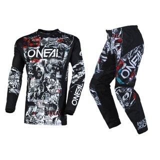 O'Neal Men's Element Attack Riding Pant - Free Ride Motocross/ATV Pants (Black/Hi-Viz, Size 42)