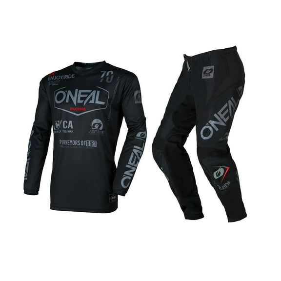 O'Neal 2026 Element Brand Black/Gray Offroad Motocross Jersey Pant Combo (Small, W28)