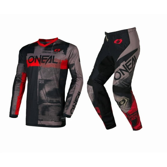 O'Neal 2026 Element Roller Gray/Red Offroad Motocross Jersey Pant Combo (Large, W38)