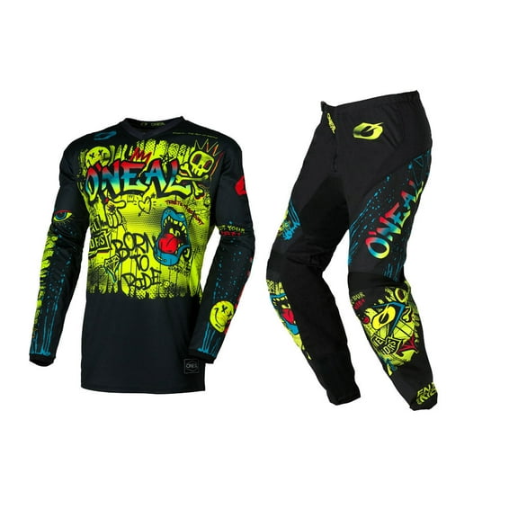 O'Neal 2026 Youth Element Rancid Black/Neon Offroad Motocross Jersey Pant Combo (Youth Small, W22)