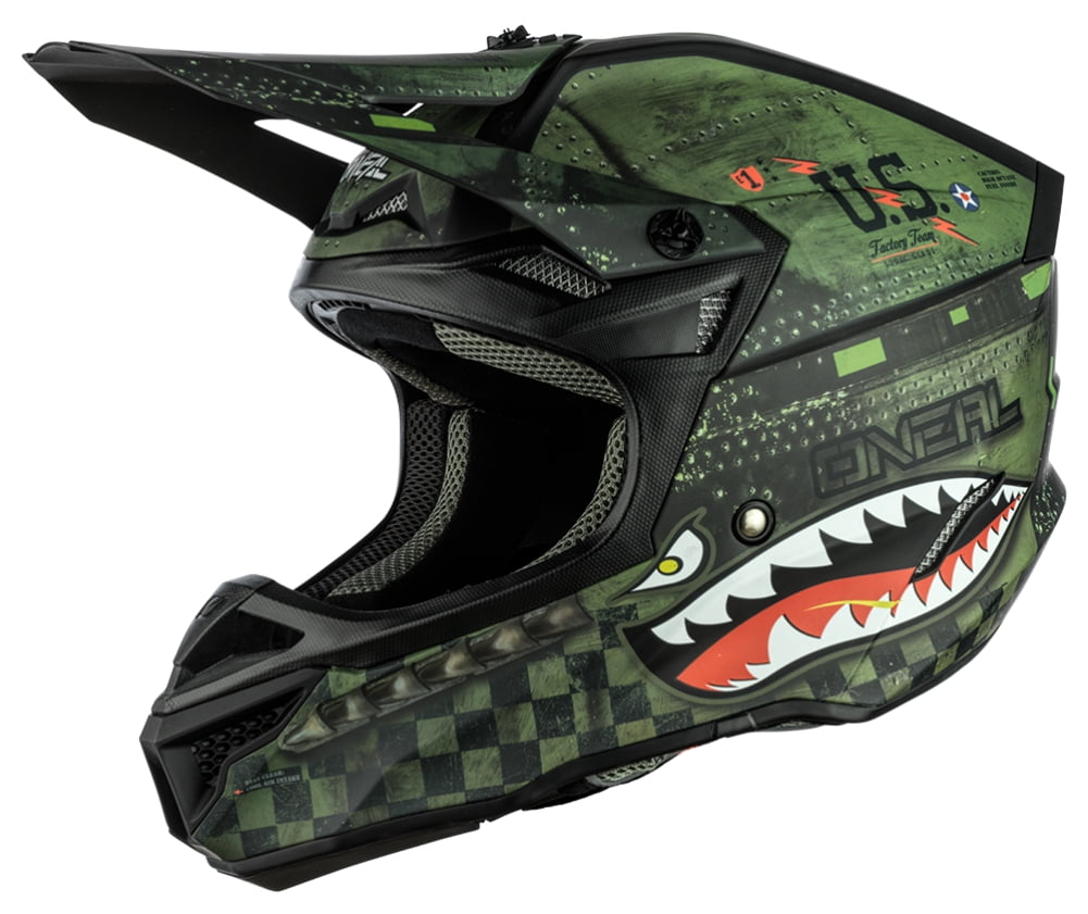 O'Neal 5 SRS Warhawk MX Offroad Helmet Black/Green MD - Walmart.com