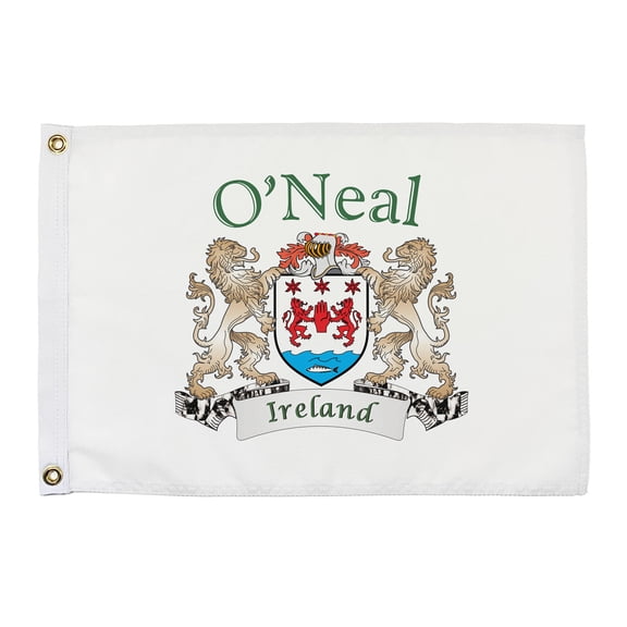 O'Neal Irish Coat of Arms Small White Flag - 16"x10.5" inches