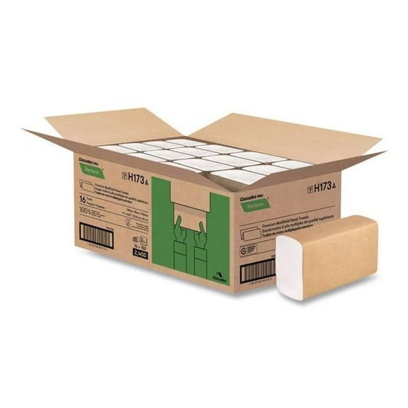Cascades Tissue Group CSDH173 Perform Multifold Towels, 2-Ply, 9 x 9.45 in., White - 150 per Pack - Pack of 16