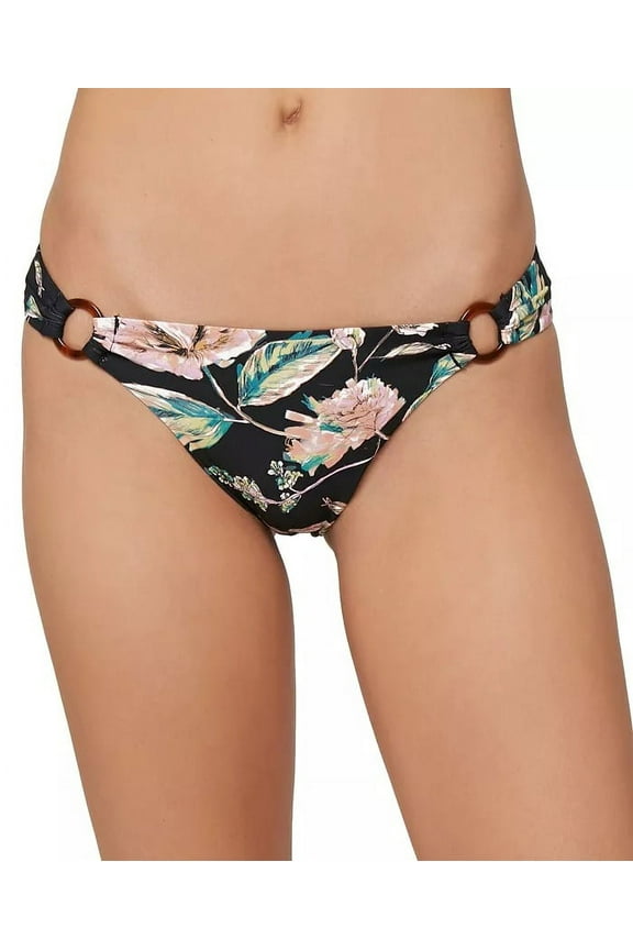 BLACK MULTI Juniors Van Don Floral Cheeky Bikini Swim Bottom, US X-Small