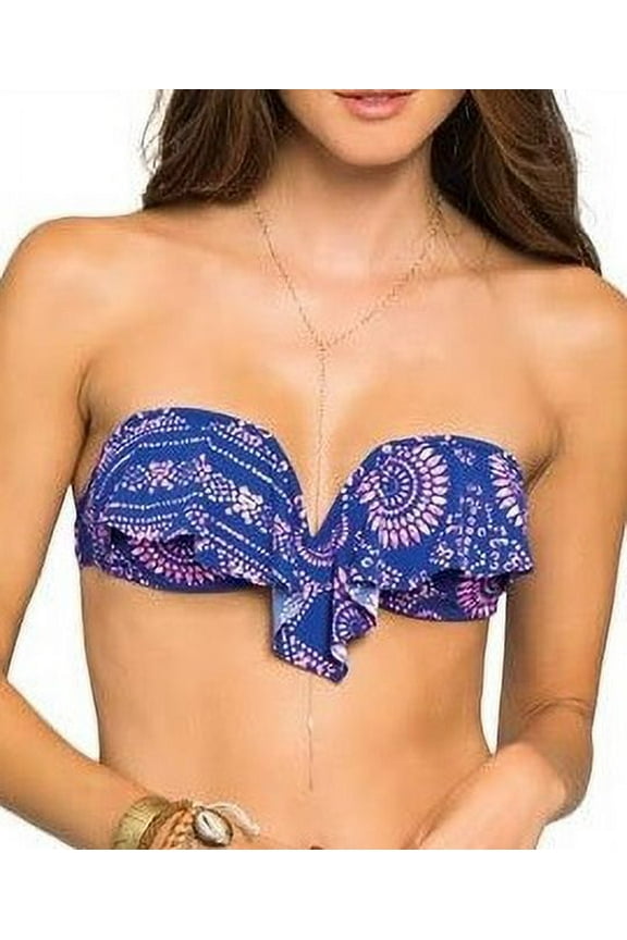 COBALT Junior's Moxie V Ruffle Bandeau Bikini Swim Top, US X-Small