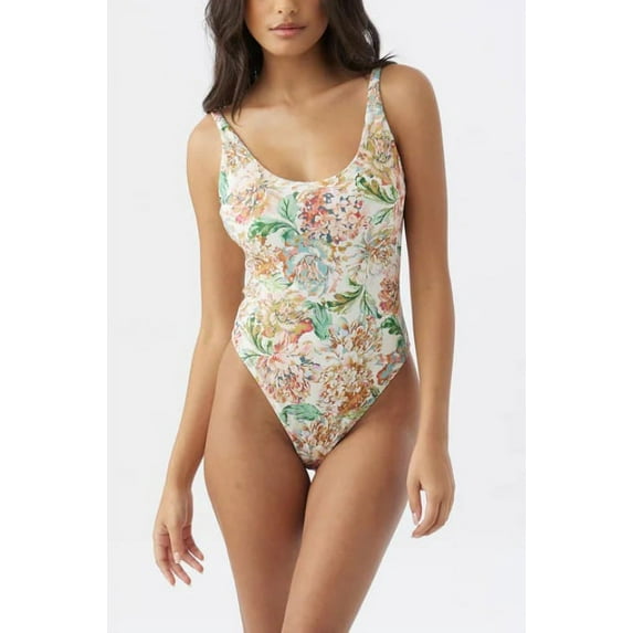 O'Neill Womens Swim Floral One-Piece Swimsuit Vanilla XL New
