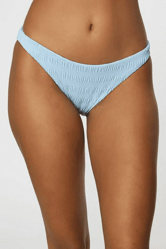 Womens Swim Saltwater Solids Texture Flame Cheeky Bikini Bottom, Sky Blue, XL