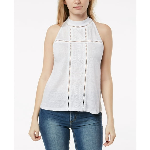 Oneill Juniors Caryn Linen Mock Neck Top White XS