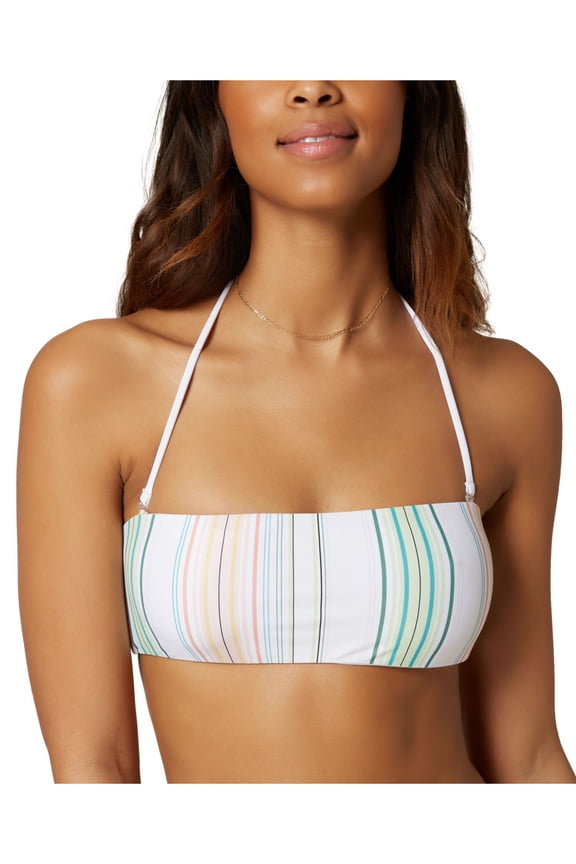 MULTI BEACH STRIPE Dreamland Bandeau Bikini Swim Top, US X-Small
