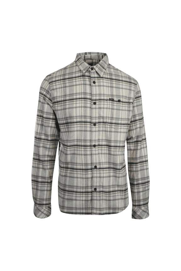 Men's Cream Shirt Redmond Plaid Stretch Flannel Long Sleeve (S30)