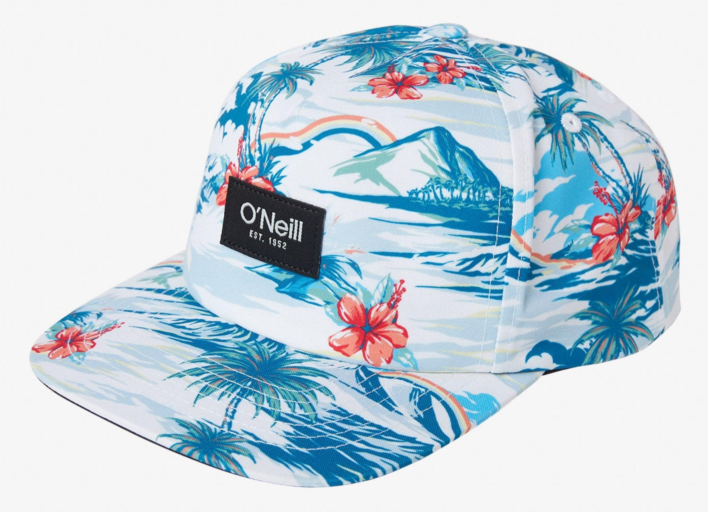 O'Neill Men's Floral Snapback Hat Cap in White/Blue