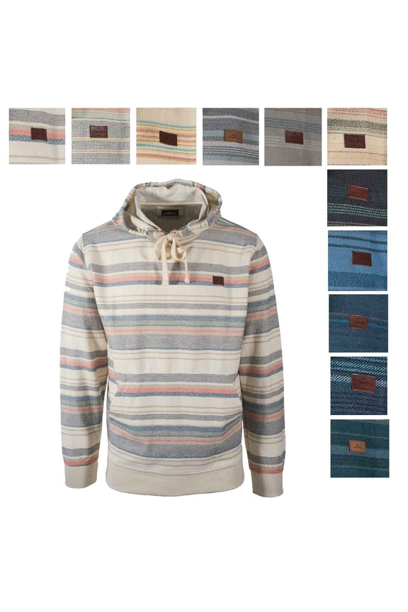 Men's Bavaro Stripe Pullover Yarn Dye French Terry Hoodie