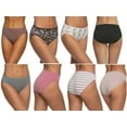 thumbnail image 1 of Felina Full Coverage Hi-Cut 8 Pack Women's Panties Assorted Size: M, Color: Dark Navy 32, 1 of 8