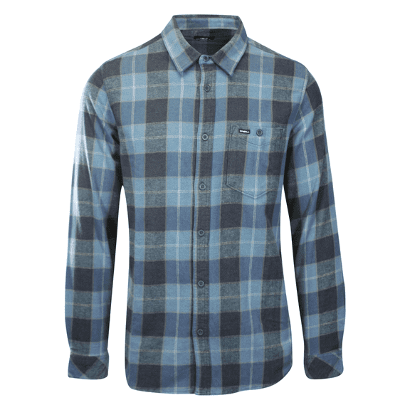 O'Neill Men's Navy Blue Shirt Redmond Plaid Stretch Flannel Long Sleeve