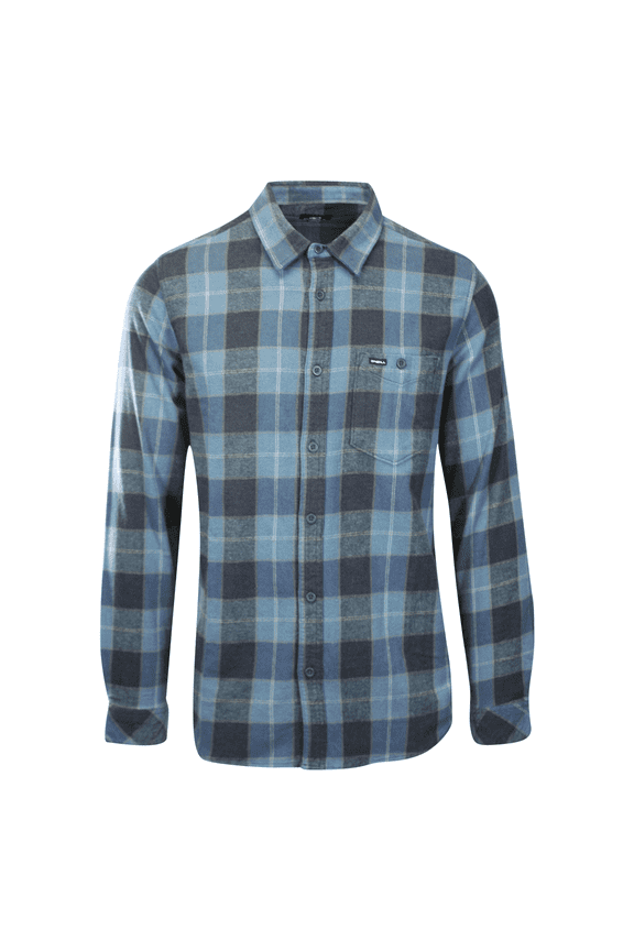 Men's Navy Blue Shirt Redmond Plaid Stretch Flannel Long Sleeve (S24)