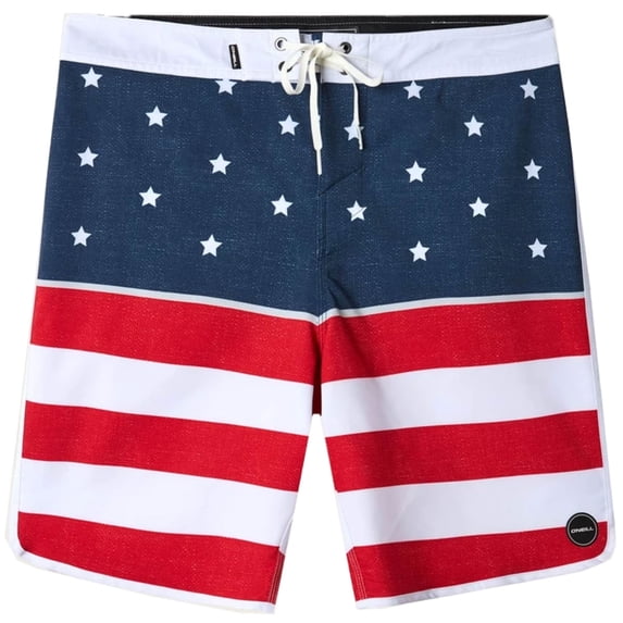 O'Neill Mens Hyperfreak 19 inch boardshorts Apollo Red white blue 29