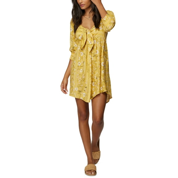 O'Neill Mindy Floral Tie Front Minidress Yellow S