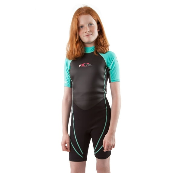 O'Neill Reactor Hybrid kids shorty wetsuit Youth 8 Black/graphite/light aqua