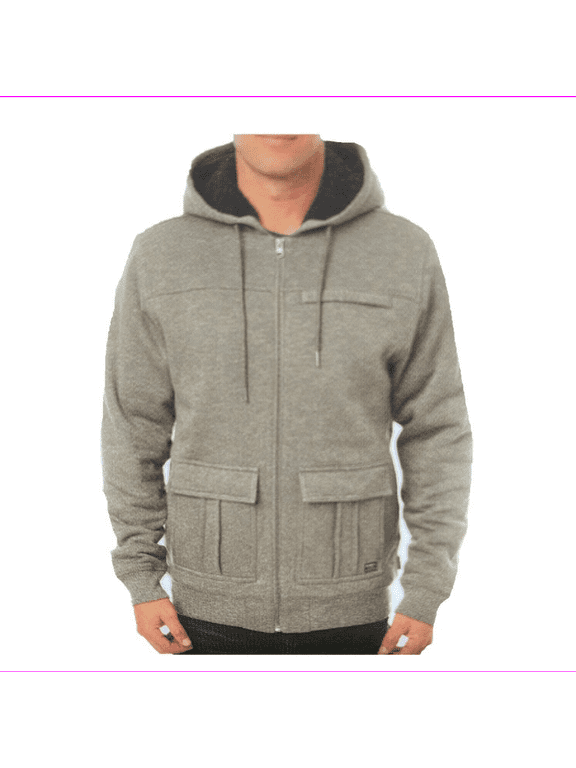 Sherpa Fleece Dark Army full zip hoodie, Large