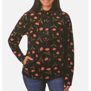 O Neill Women s Half Zip Fleece Pullover Hoodie XL Black Floral
