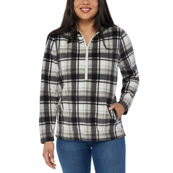 O'Neill Women's Half Zip Soft Brushed Fleece Front Pockets Polar Hoodie-Gray / S