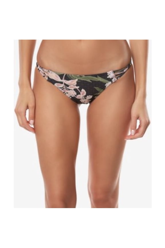 Women's Jada Floral Multi-Strap Bikini Bottoms Swimwear Black Small, $38