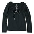 thumbnail image 1 of O'Neill Womens Lace-Up Drip Dry Graphic T-Shirt, Black, Juniors, Small, 1 of 1