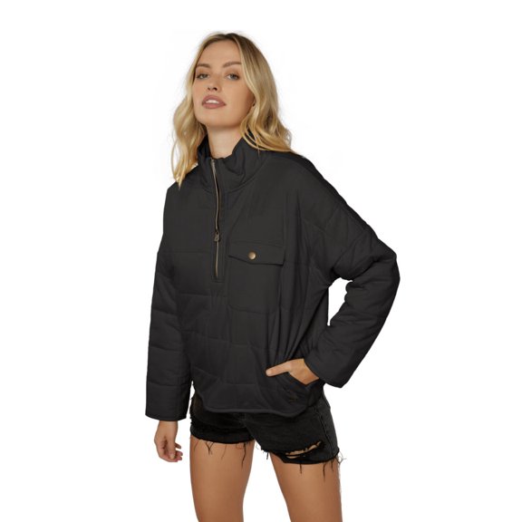 O'Neill Womens Mable Quilted Pullover Jacket Washed black S
