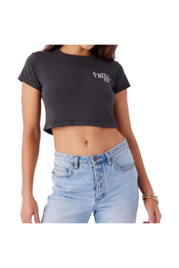 Womens Sun Time Flowers Graphic T-Shirt, Grey, Juniors, Large