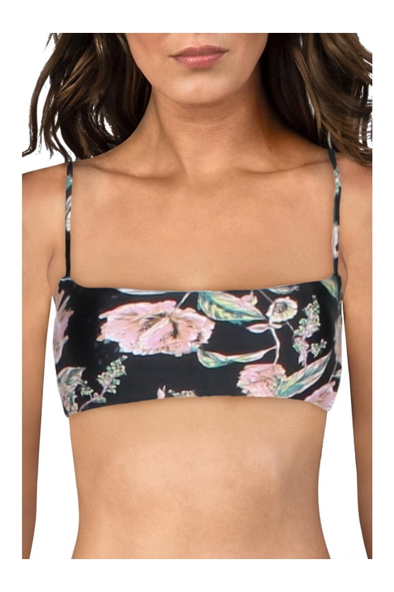 Womens Van Don Floral Reversible Swim Top Separates Black M