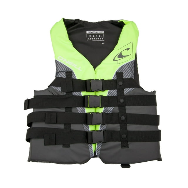 O'Neill mens Superlite USCG life vest XXXL Lime/graphite/smoke/white