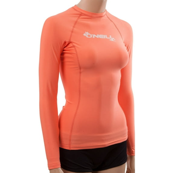 O'Neill women's basic skins long sleeve rashguard XS Light grapefruit (3549)