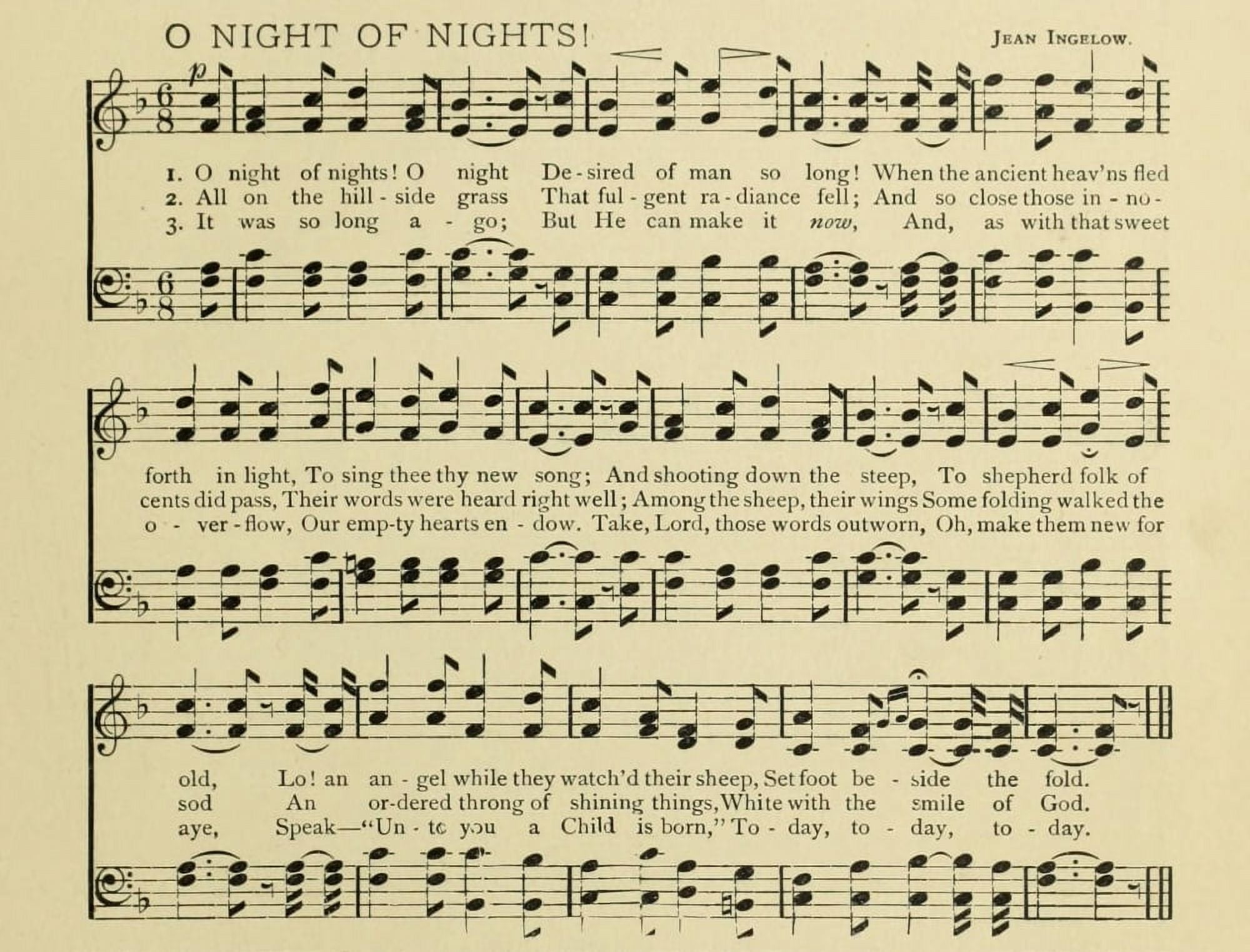 O Night of Nights Christmas in Song 1891 Canvas Art -  (18 x 24)
